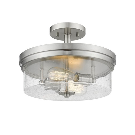 Z-Lite Bohin 2 Light Semi Flush Mount, Brushed Nickel And Clear Seedy 464SF-BN